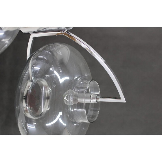 Image 1 of Vintage Italian chrome plated and glass chandelier, 1970s