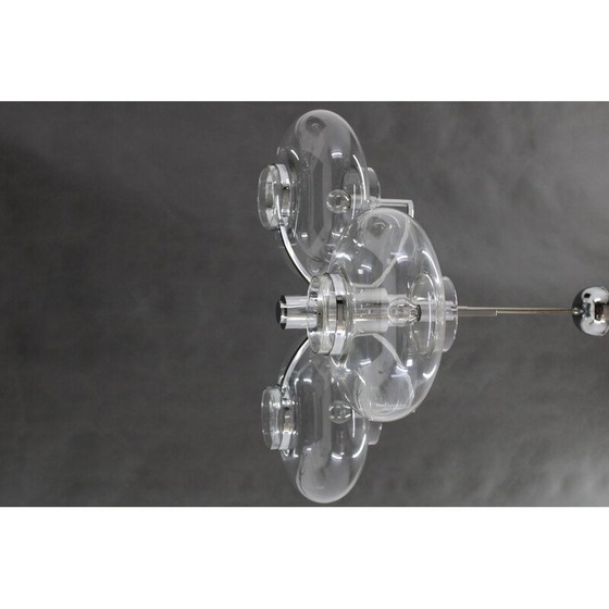Image 1 of Vintage Italian chrome plated and glass chandelier, 1970s