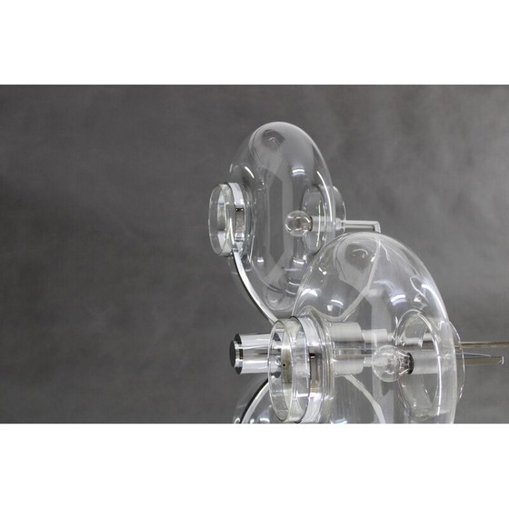 Image 1 of Vintage Italian chrome plated and glass chandelier, 1970s