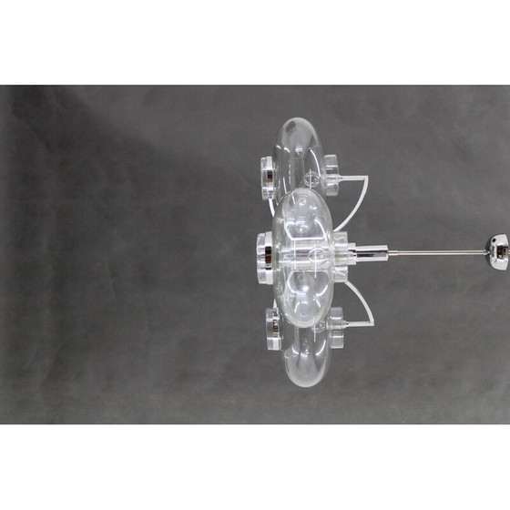 Image 1 of Vintage Italian chrome plated and glass chandelier, 1970s