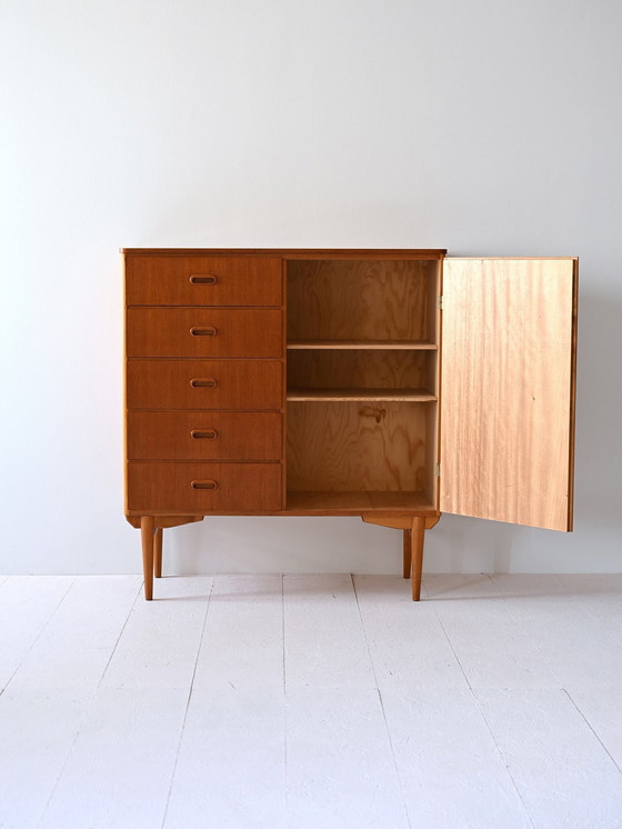 Image 1 of Vintage Scandinavian Cabinet With One Door And Drawers