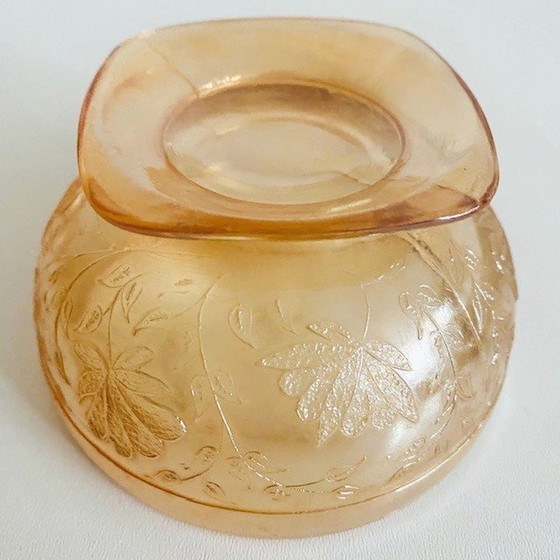 Image 1 of Jeannette Louisa bowls Sherbert Floragold iridescent glass 1930's