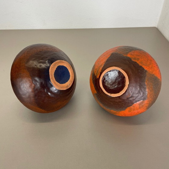 Image 1 of Pair of vintage lava pottery vases by Heinz Siery for Cartens Tönnieshof, Germany 1970s