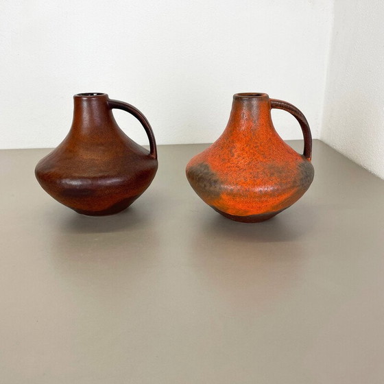 Image 1 of Pair of vintage lava pottery vases by Heinz Siery for Cartens Tönnieshof, Germany 1970s