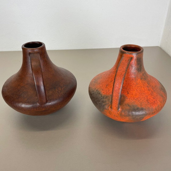Image 1 of Pair of vintage lava pottery vases by Heinz Siery for Cartens Tönnieshof, Germany 1970s