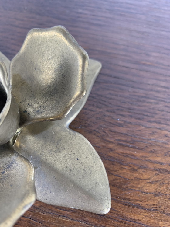 Image 1 of Brass Flower Candle Holder, 1970