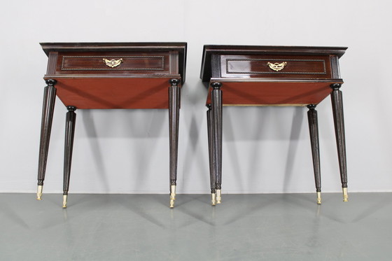 Image 1 of 1950S Pair Of Wooden Italian Night Stands