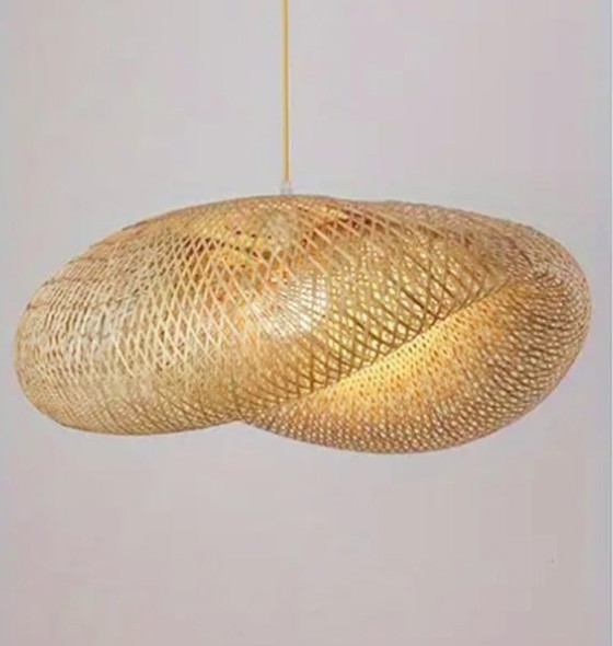 Image 1 of Modern Knitted Lampshade With Bamboo, Handcrafted