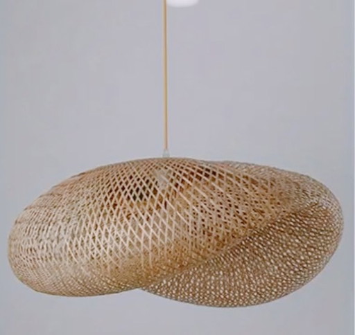 Modern Knitted Lampshade With Bamboo, Handcrafted