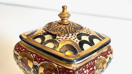 Image 1 of  Chinese porcelain and brass box Early 20th century