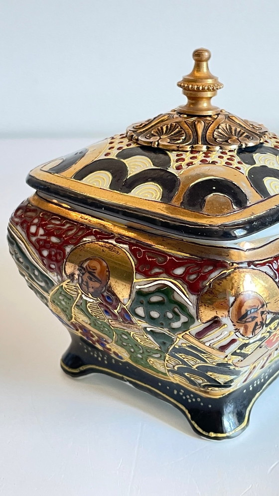 Image 1 of  Chinese porcelain and brass box Early 20th century