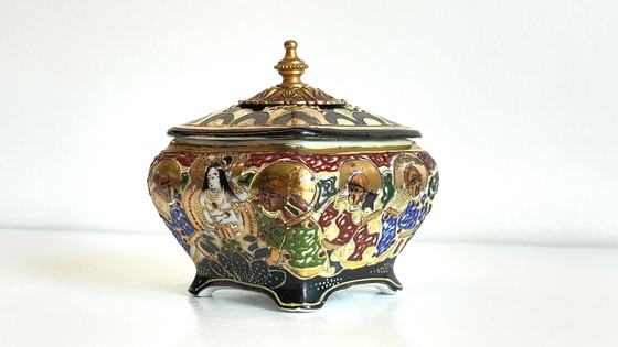 Image 1 of  Chinese porcelain and brass box Early 20th century