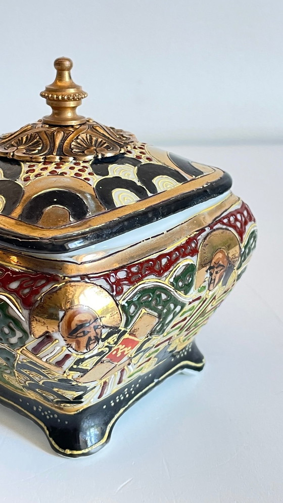 Image 1 of  Chinese porcelain and brass box Early 20th century