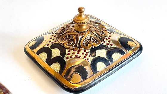 Image 1 of  Chinese porcelain and brass box Early 20th century