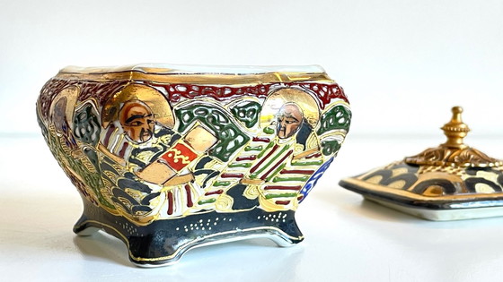 Image 1 of  Chinese porcelain and brass box Early 20th century