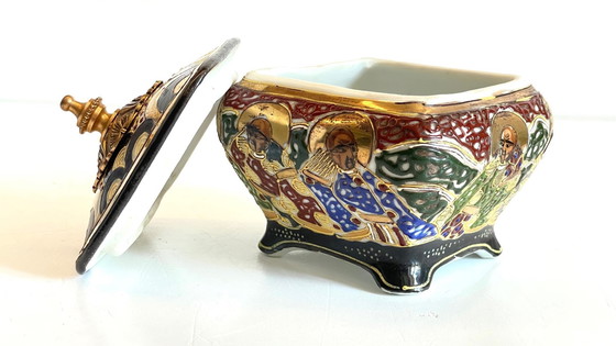 Image 1 of  Chinese porcelain and brass box Early 20th century