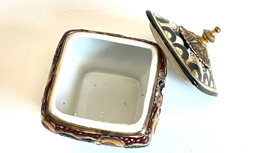 Image 1 of  Chinese porcelain and brass box Early 20th century