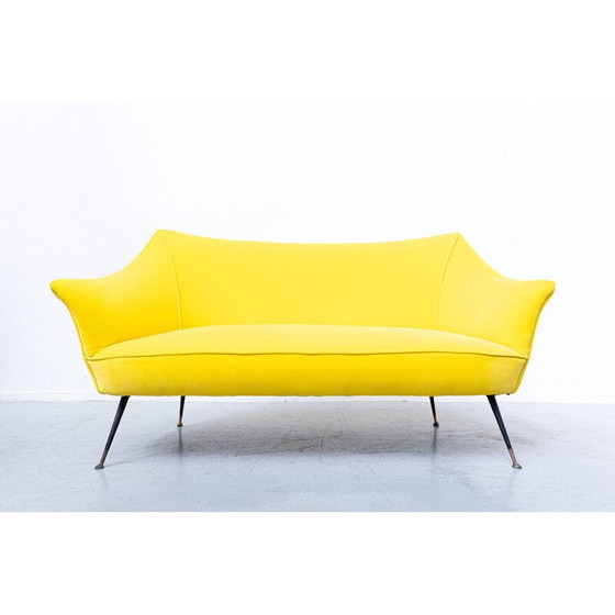 Image 1 of Pair of vintage sofas in yellow fabric, Italy 1960