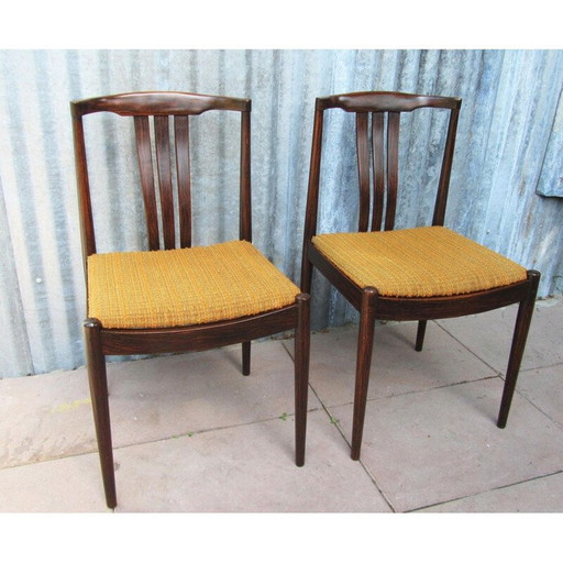 Par de sillas de comedor vintage danesas con respaldo de listones de palisandro