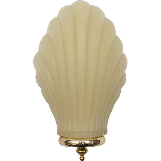Image 1 of Vintage shell-shaped cream satin glass wall lamp, Italy 1960