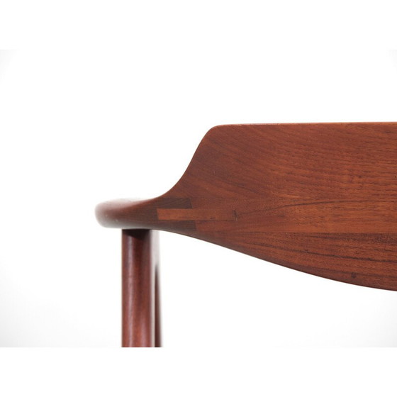 Image 1 of Vintage office armchair in teak and black leather by Erik Kirkegaard for Hong Stolefabrik