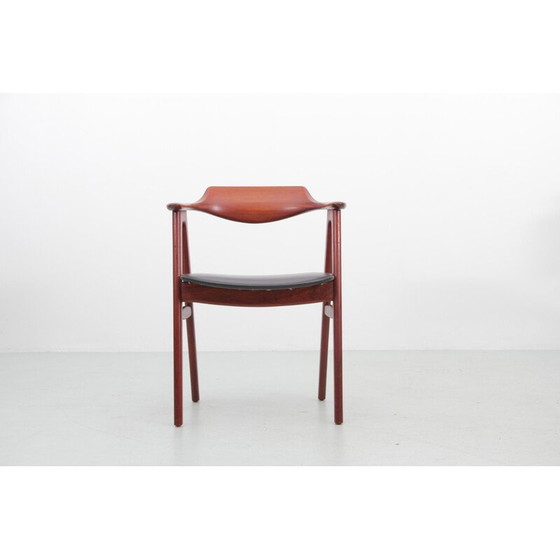Image 1 of Vintage office armchair in teak and black leather by Erik Kirkegaard for Hong Stolefabrik