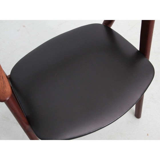 Image 1 of Vintage office armchair in teak and black leather by Erik Kirkegaard for Hong Stolefabrik