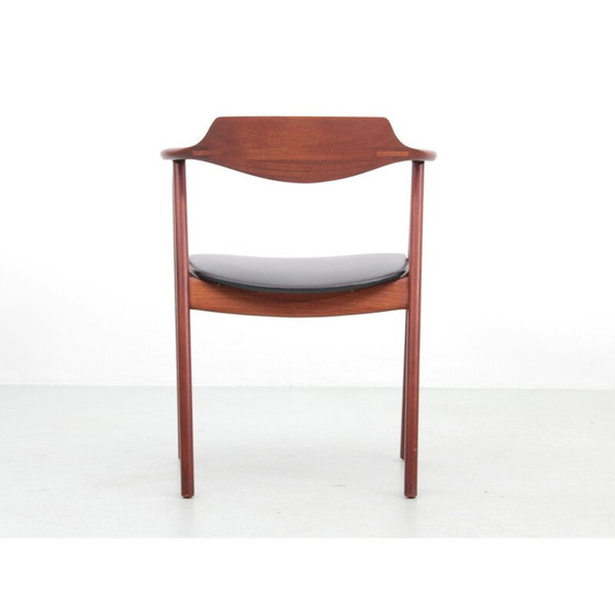 Image 1 of Vintage office armchair in teak and black leather by Erik Kirkegaard for Hong Stolefabrik