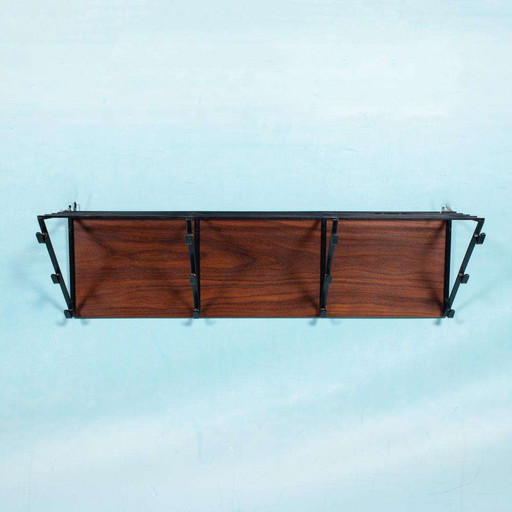 Midcentury coat rack teak & black metal, vintage coat rack