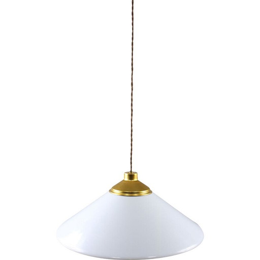 Vintage Space Age pendant light in white plexiglass, Italy 1970