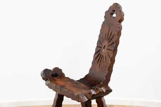 Image 1 of Chaise en bois brutaliste espagnole