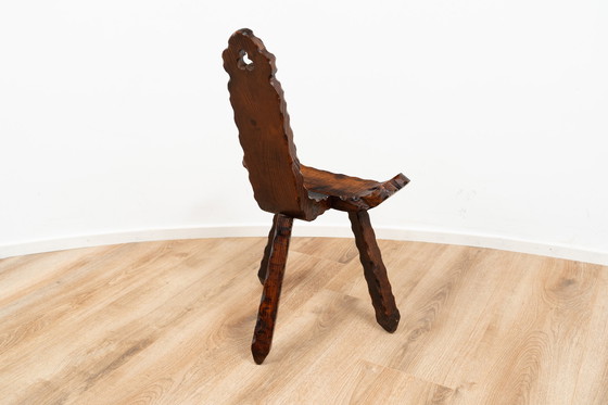 Image 1 of Chaise en bois brutaliste espagnole