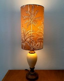Lampe vintage palmiers en albâtre abat-jour fait main