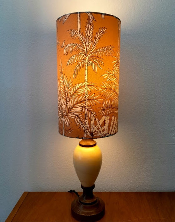Image 1 of Vintage palm tree lamp in alabaster handmade lampshade
