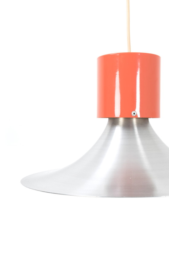 Image 1 of Lampe suspendue vintage avec détails orange