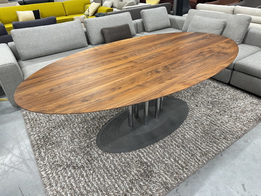 Leolux Thebe Dining Room Table Oval Walnut Wood 220X120