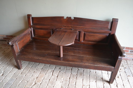 Image 1 of Antique Oak Station Bench, Hall Bench