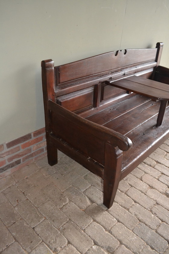 Image 1 of Antique Oak Station Bench, Hall Bench