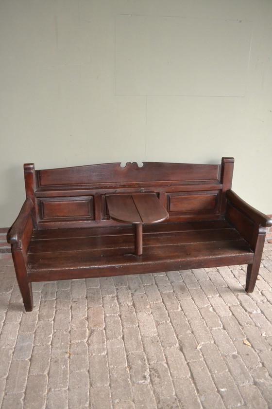 Image 1 of Antique Oak Station Bench, Hall Bench