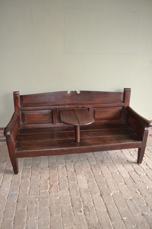 Banc de bureau en chêne ancien, banc de hall d'entrée