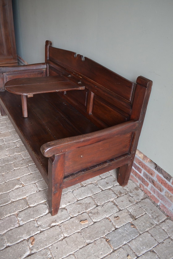 Image 1 of Antique Oak Station Bench, Hall Bench