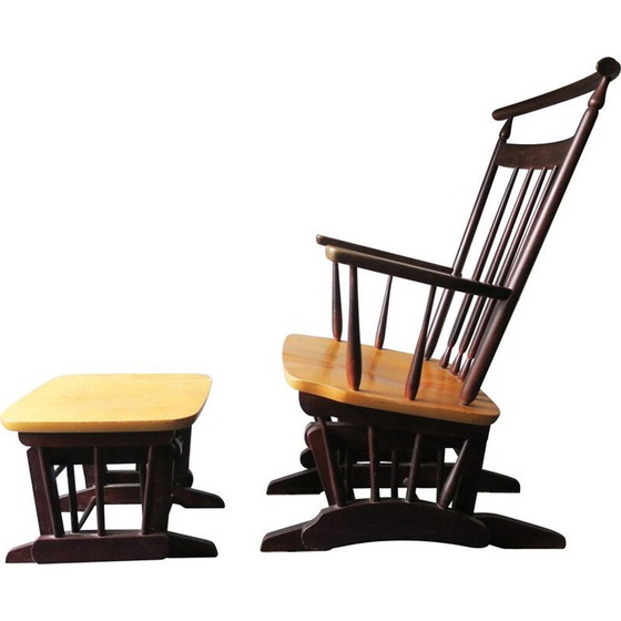 Image 1 of Mid-Century Glider-Rocking Chair & Ottoman, 1960s