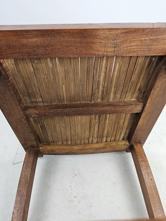 Image 1 of 5 Japandi wooden chairs with bamboo seat