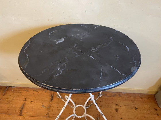 Image 1 of French Table Side Table Art Nouveau 1890 With Faux Marbre Hand Forged