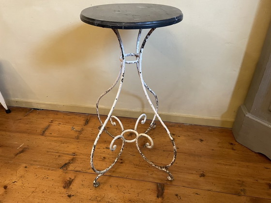 Image 1 of French Table Side Table Art Nouveau 1890 With Faux Marbre Hand Forged