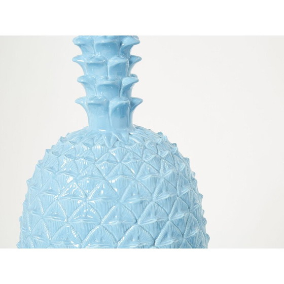 Image 1 of Lampada vintage a forma di ananas in ceramica blu di Tommaso Barbi, Italia 1970