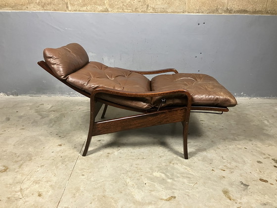 Image 1 of Fauteuil inclinable design danois en cuir