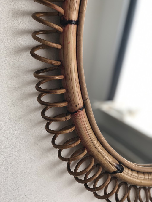 Vintage Italian Rattan Mirror 1960'S