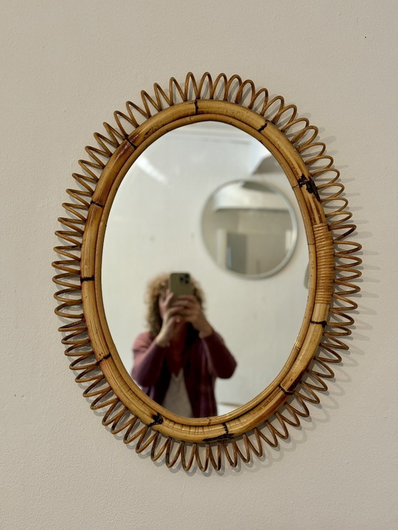 Image 1 of Specchio vintage in rattan italiano anni '60