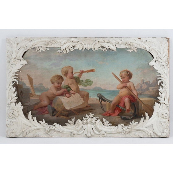 Image 1 of Pair of vintage paintings representing allegories, 1880